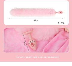 Fluffy cat tail silicone butt plug