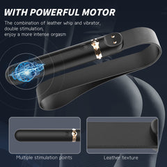 S-HANDE Vibrator with leather handle “Whoohoo” SHD-S326