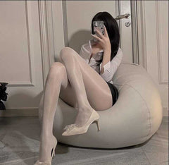 Women's Shiny High - Waist Pantyhose: 2 Stylish Color Options for an Alluring Look