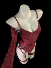 Sheer Mesh Lace-Up Teddy