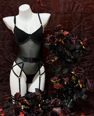 Sheer Mesh Lace-Up Teddy