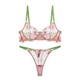 Flower Embroidery Corset Set