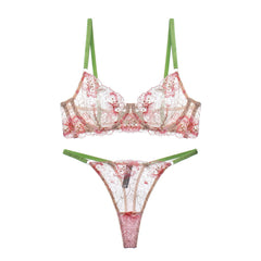 Flower Embroidery Corset Set