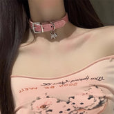 Crystal Pink leather collar