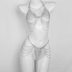 Crystal Tassel Halter Backless Body Chain BC006