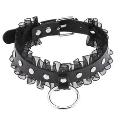 Lace+ Leather collar with leash