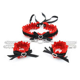 Crystal Heart Lace handcuff + collar