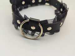 Lace+ Leather collar with leash