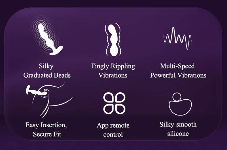 App-Controlled Vibrating Anal Plug - 9 Modes, 3-in-1 Graduated Beads AG02