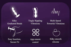 App-Controlled Vibrating Anal Plug - 9 Modes, 3-in-1 Graduated Beads AG02