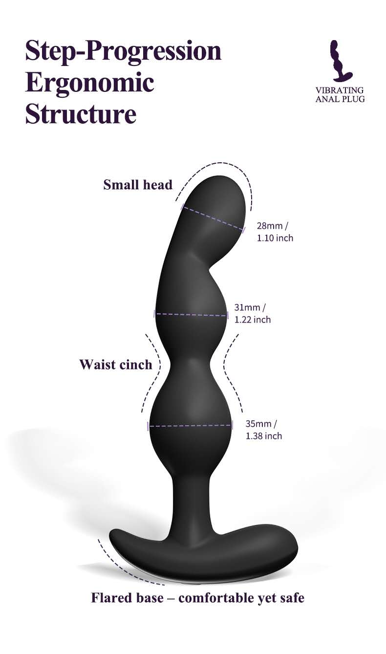 App-Controlled Vibrating Anal Plug - 9 Modes, 3-in-1 Graduated Beads AG02