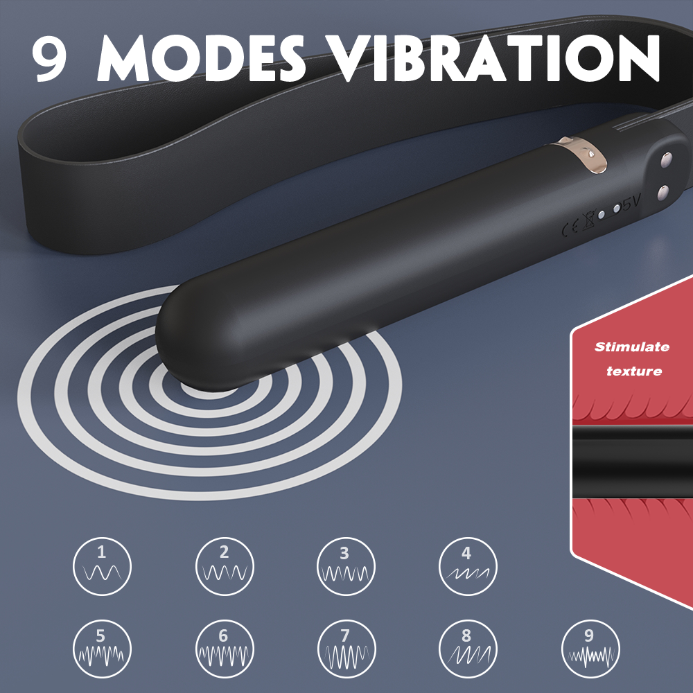 S-HANDE Vibrator with leather handle “Whoohoo” SHD-S326