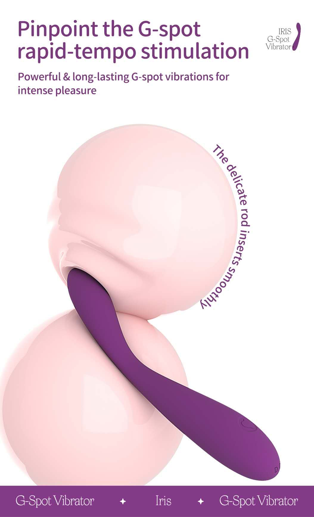 IRIS G-Spot Vibrator - 9 Modes, Full Liquid Silicone AA43