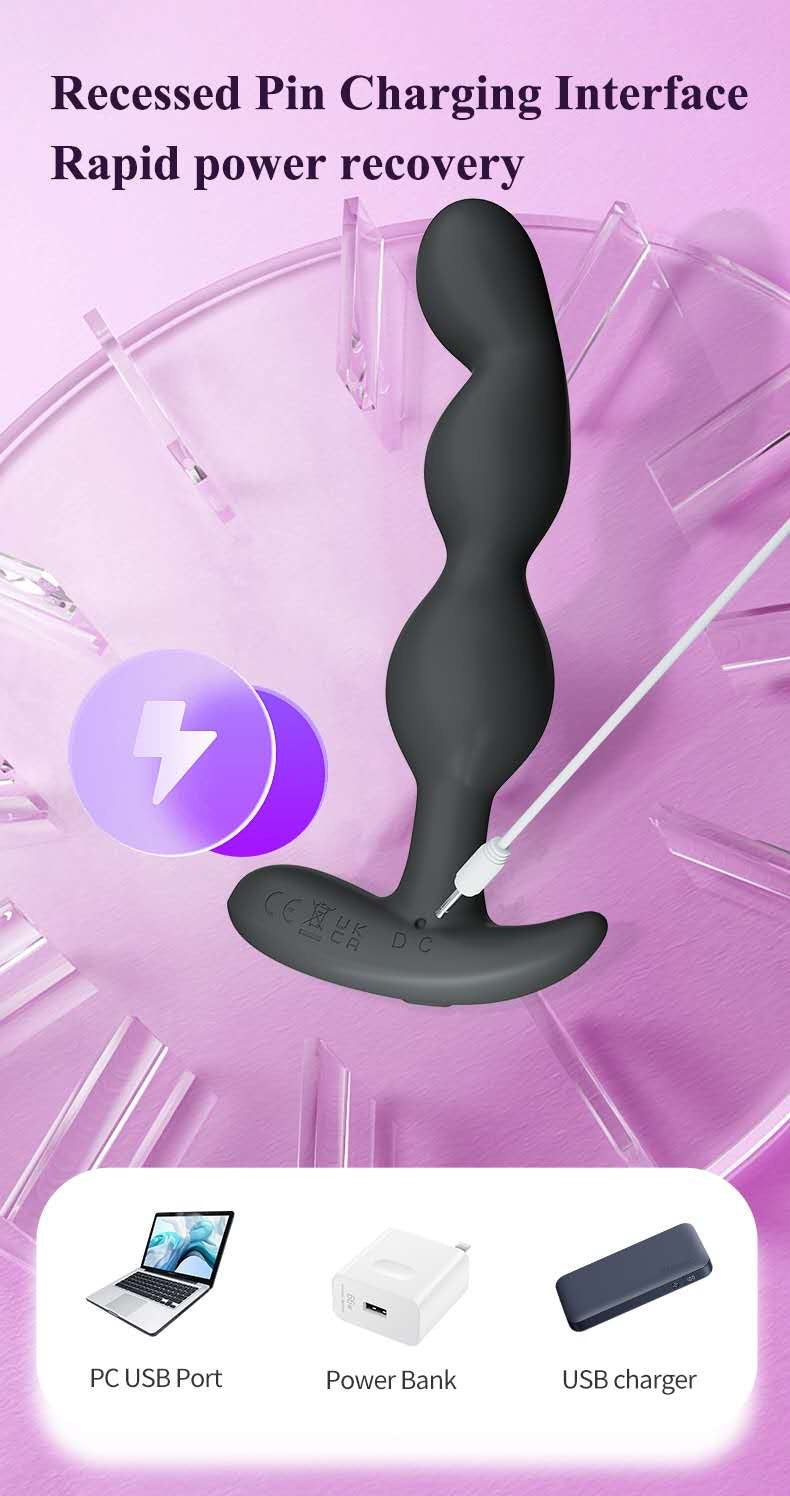 App-Controlled Vibrating Anal Plug - 9 Modes, 3-in-1 Graduated Beads AG02