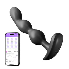 App-Controlled Vibrating Anal Plug - 9 Modes, 3-in-1 Graduated Beads AG02