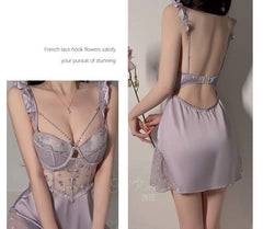 Deep V Embroidered Push-Up Cami Dress