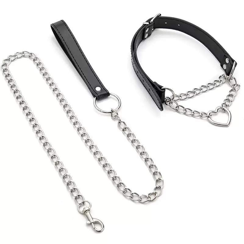Heart shaped metal collar&leash