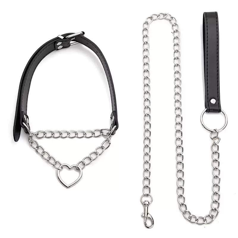 Heart shaped metal collar&leash