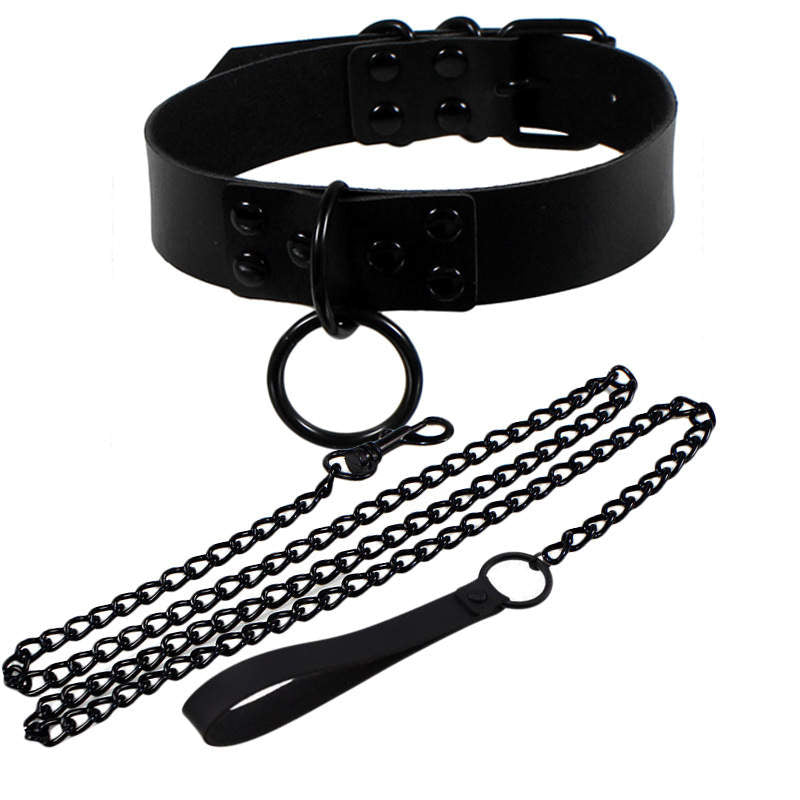 Full Black Dark Gothic Collar&Leash