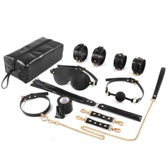 Black leather bondage Kit 8pc