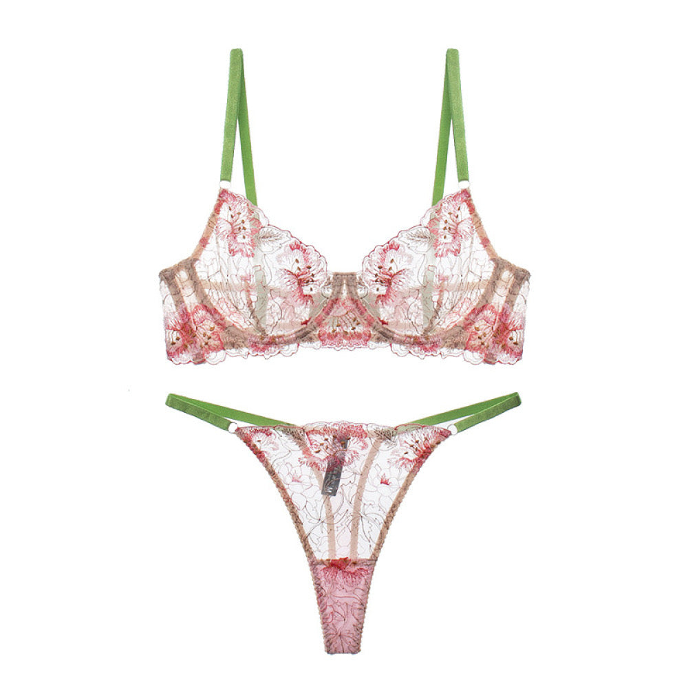 Flower Embroidery Corset Set