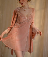 Velvet Slip Dress+Robe Set