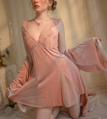 Velvet Slip Dress+Robe Set