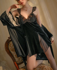Velvet Slip Dress+Robe Set