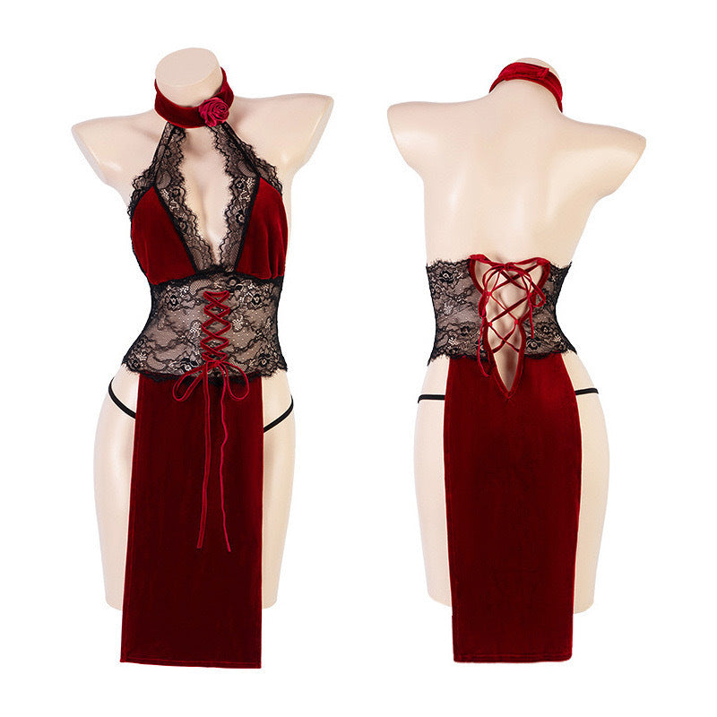 RED VELVET LACE LINGERY