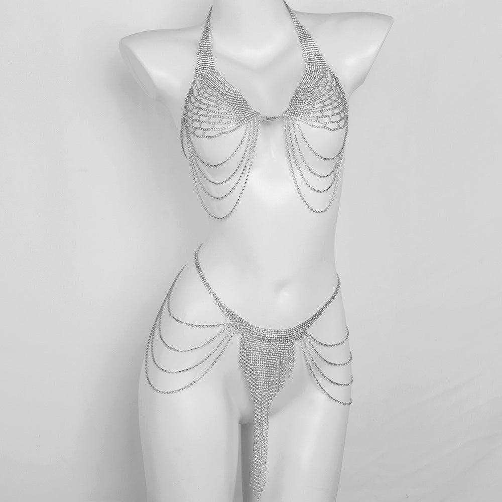 Crystal Tassel Halter Backless Body Chain BC006