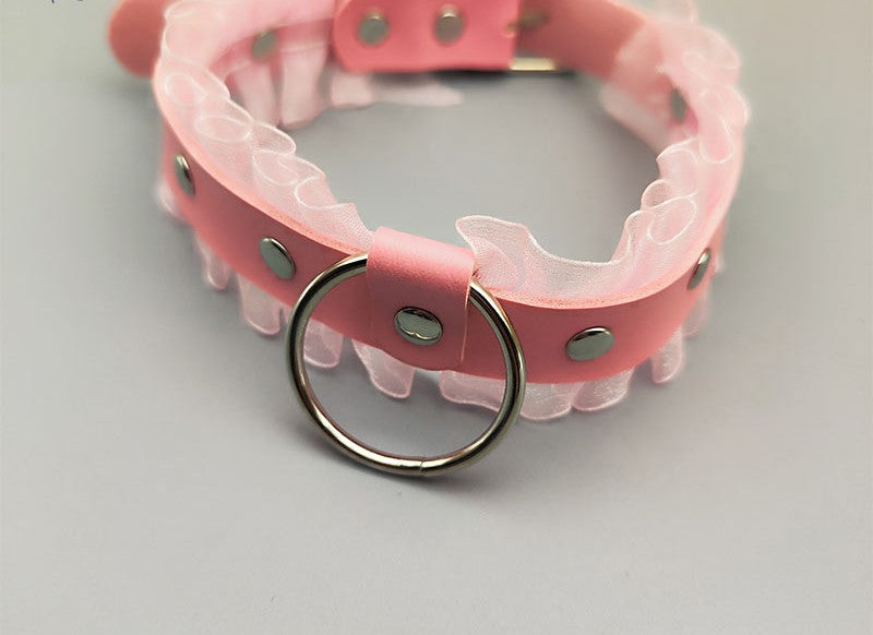 Lace+ Leather collar with leash